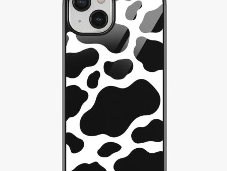 Y2K Black Cow Print Glass Case for iPhone 15 Plus For Cheap