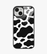 Y2K Black Cow Print Glass Case for iPhone 15 Plus For Cheap