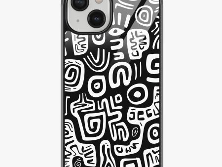 Abstract Black & White Pattern Glass Case on Sale