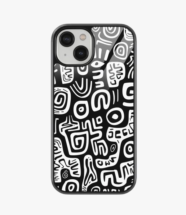 Abstract Black & White Pattern Glass Case on Sale