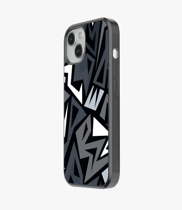 Abstract Black Grey Geometric Pattern Glass Case Cheap