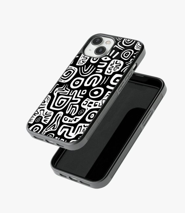 Abstract Black & White Pattern Glass Case on Sale