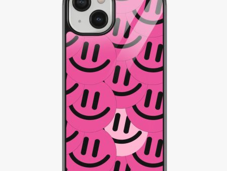 Abstract Cerise Smiley Pattern Glass Case Cheap