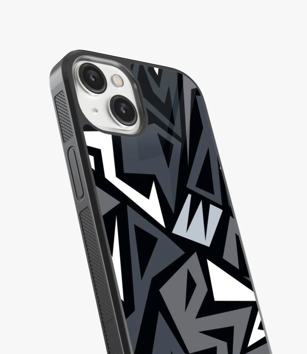 Abstract Black Grey Geometric Pattern Glass Case Cheap