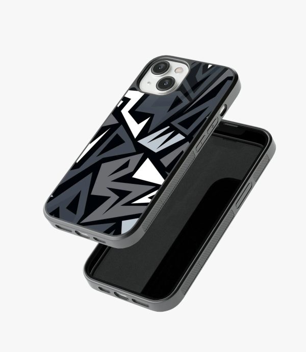 Abstract Black Grey Geometric Pattern Glass Case Cheap