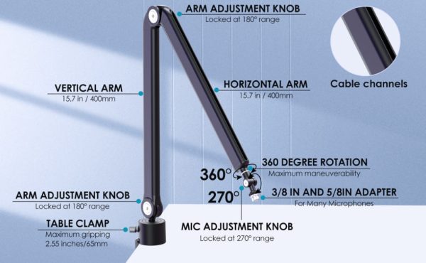 305 HM50B Microphone Boom Arm with table clamp,MA50 Online now