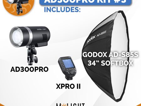 AD300Pro Kit #3 with ADS85S 34  Softbox Online Hot Sale