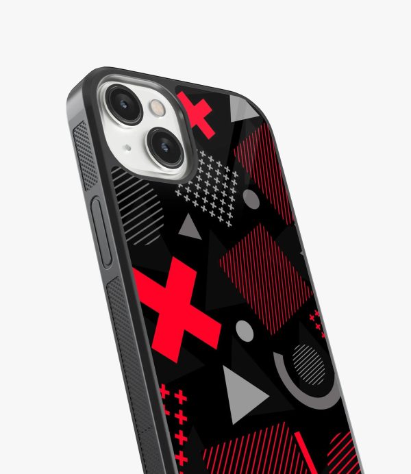 Abstract Geometric Black Red Pattern Glass Case Cheap