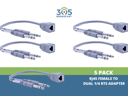 305Broadcast Package of 5 x 305ADAPT-TRSM - RJ45 female to dual 1 4 RTS adapter Fashion