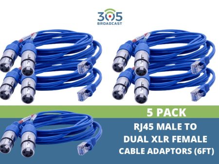 305Broadcast Package of 5 x 305CABLE-XLRFD - RJ45 MALE to Dual XLR Female Adaptor Cable (6ft) For Sale