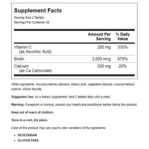 FoodScience of Vermont Biotin 2000mcg 60 Tablets For Sale