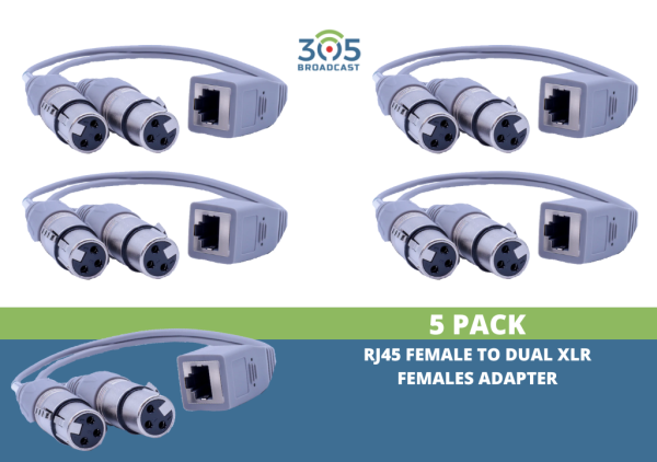 305Broadcast Package of 5 x 305ADAPT-XLRFD - RJ45 female to dual XLR females adapter Cheap