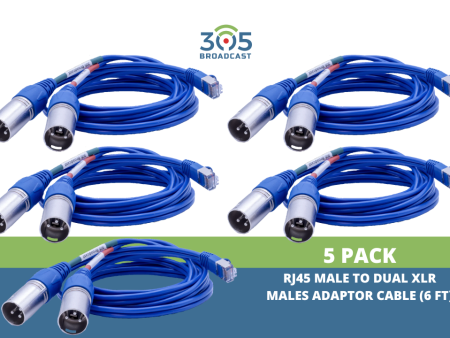 305Broadcast Package of 5 x 305CABLE-XLRMD - RJ45 MALE to Dual XLR males Adaptor Cable (6 ft) Hot on Sale