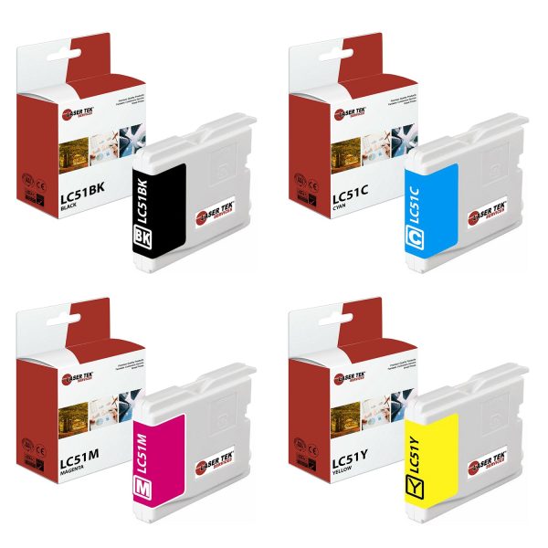 4 Pack Brother LC-51 BCYM Compatible Ink Cartridge | Laser Tek Services For Sale