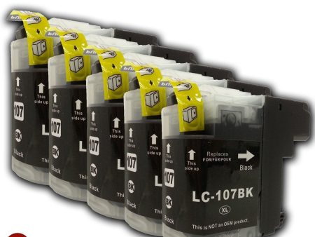 5 Pack Brother LC-107 Black Compatible Ink Cartridge | Laser Tek Services For Discount