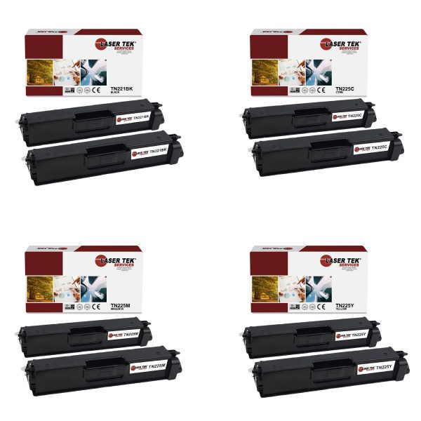 8 Pack Brother TN-221 TN225 HY Compatible Toner Cartridge | Laser Tek Services Online now