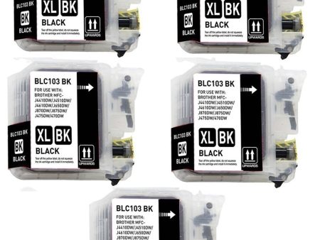 5 Pack Brother LC-103 Black Compatible Ink Cartridge | Laser Tek Services Sale